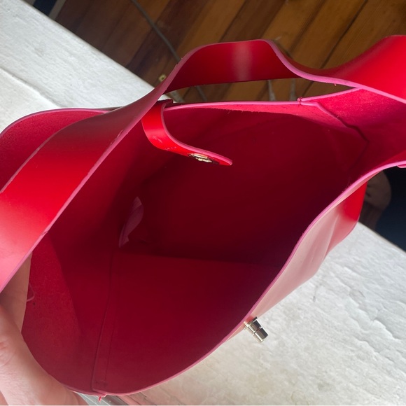 Elizabeth Arden vintage 90s Vegan Leather Red Bag - Picture 5 of 6